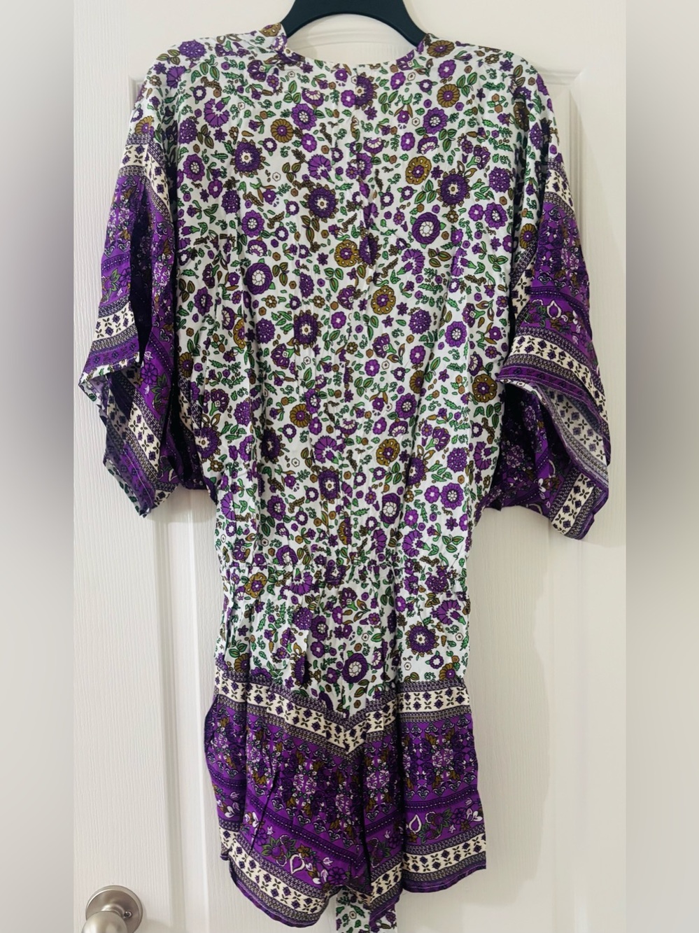 Umgee Purple Floral Boho Short Romper - Picture 3 of 5